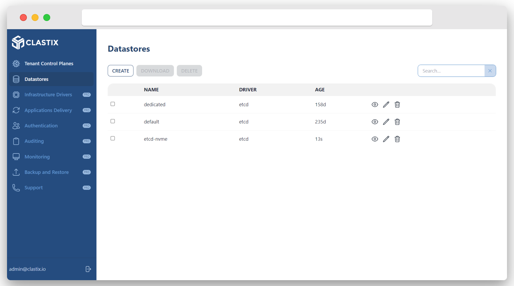 Console Datastore List